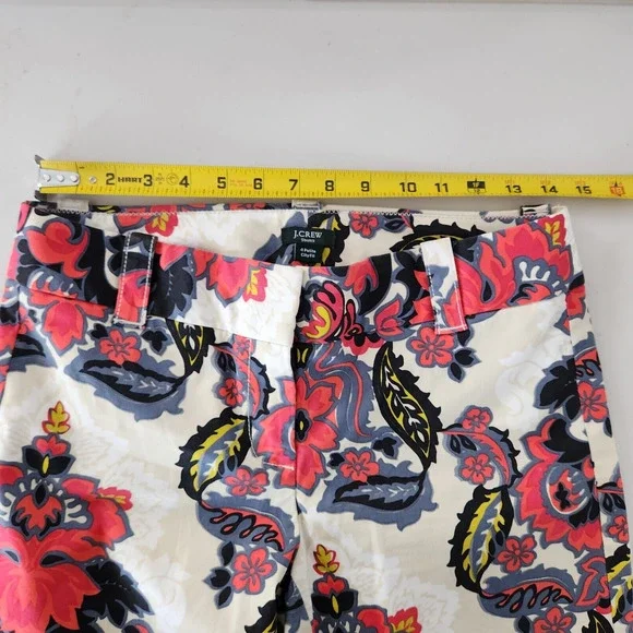 Jcrew Capri Pants Casual Womens Stretch White, Black & Red Floral Print Size 4P - Picture 3 of 10